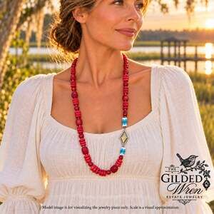 Silpada N3245 Under the Sun Coral Howlite Sterling Brass 30in Necklace